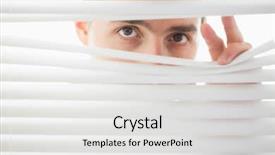  Presentation with eyes - Presentation design consisting of voyeur - suspicious beautiful brown male eyes background and a white colored foreground