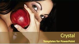  Presentation with red apple tree - Cool new slides with voyeurism - exotic woman holding red apple backdrop and a tawny brown colored foreground