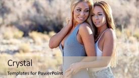  Presentation with helping others two hands woman - Presentation design featuring voyeurism - two friends enjoying each others background and a  colored foreground