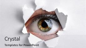  Presentation with eye - PPT theme having voyeurism - womans eye peeking background and a light gray colored foreground