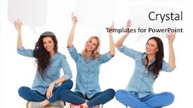  Presentation with indian women children - Cool new PPT theme with voz - three laughing young women holding backdrop and a white colored foreground