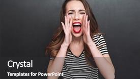  Presentation with young man and a woman - Beautiful presentation featuring voz - young angry woman shouting loudly backdrop and a dark gray colored foreground