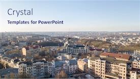  Presentation with aerial - Slide deck enhanced with vozdvizhenka-district-in-the-city background and a sky blue colored foreground