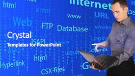  Presentation with abstract numbers - Slides enhanced with vpn - collage with young man background and a cobalt blue colored foreground