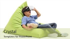  Presentation with popcorn - Audience pleasing slides consisting of vr - amazed little boy looking backdrop and a yellow colored foreground