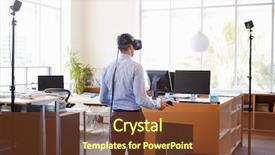  Presentation with technology - Theme consisting of vr - businessman using vr technology background and a tawny brown colored foreground