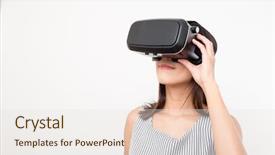  Presentation with heart device - Audience pleasing presentation theme consisting of vr - young woman enjoy with vr backdrop and a sky blue colored foreground