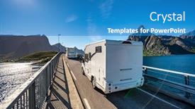  Presentation with caravan - Cool new presentation theme with vr caravan car travels on the highway tourism vacation and traveling beautiful nature norway natural landscape backdrop and a teal colored foreground