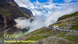  Presentation with caravan - Presentation theme having vr-caravan-car-travels background and a tawny brown colored foreground