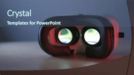  Presentation with security device of women - Slide deck enhanced with vr device with red light background and a  colored foreground