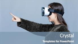  Presentation with experience - Amazing slide deck having vr experience on a blue backdrop and a seafoam green colored foreground