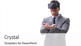  Presentation with virtual reality rehabilitation - PPT layouts consisting of vr glasses isolated on white background and a white colored foreground