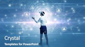  Presentation with social research - Cool new presentation theme with vr headset and social network backdrop and a teal colored foreground