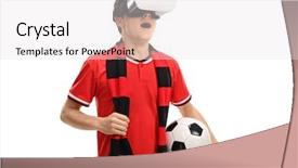  Presentation with teenage - Slide deck featuring vr headset isolated on white background and a sky blue colored foreground