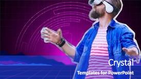  Presentation with simulation - Slide deck enhanced with vr headset virtual reality simulation background and a royal blue colored foreground