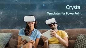  Presentation with galaxy - Slide deck with vr headsets sitting against galaxy background and a ocean colored foreground
