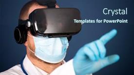  Presentation with virtual reality medical - Slide set featuring vr-medicine-doctor-using-virtual background and a ocean colored foreground