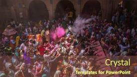  Presentation with hindu festival - Presentation theme enhanced with vrindavan-india-march-19-2016 background and a tawny brown colored foreground