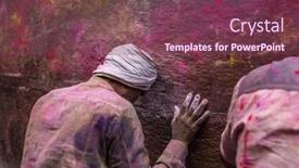  Presentation with holi - Audience pleasing presentation design consisting of vrindavan-india-march-23-2016 backdrop and a violet colored foreground