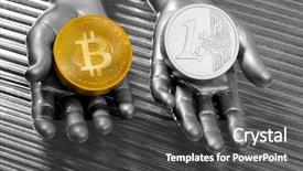  Presentation with bitcoin - Presentation theme consisting of vs - bitcoin vs euro coins concept background and a dark gray colored foreground