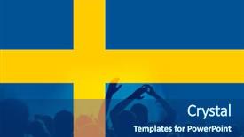  Presentation with double exposure of business people - Presentation design featuring russia vs - football fans supporting sweden background and a ocean colored foreground