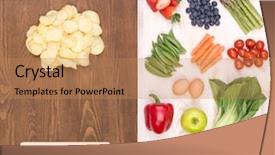  Presentation with healthy food and tea - PPT theme consisting of vs unhealthy food concept making background and a coral colored foreground