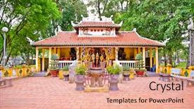  Presentation with vietnam - Presentation theme consisting of vua hung temple in tao background and a coral colored foreground