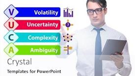  Presentation with volatility - Presentation theme featuring vuca-concept-volatility-uncertainty-complexity background and a  colored foreground