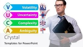  Presentation with ambiguity - Slide deck having vuca-concept-volatility-uncertainty-complexity background and a white colored foreground