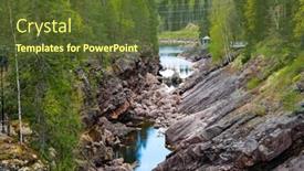  Presentation with rocky - Cool new presentation theme with vuoksa-river-and-rocky-canyon backdrop and a tawny brown colored foreground