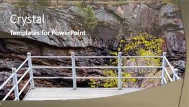  Presentation with rocky - Audience pleasing PPT theme consisting of vuoksa-river-and-rocky-canyon backdrop and a gray colored foreground