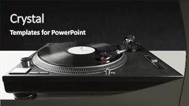  Presentation with vinyl record - Presentation design consisting of vynil - turntable playing vinyl close up background and a black colored foreground