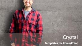  Presentation with happy sad face man - PPT theme consisting of vynil - young handsome man confident background and a  colored foreground