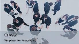  Presentation with team group - Presentation design featuring w - business team people group crowd background and a  colored foreground