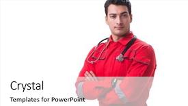  Presentation with stethoscope and red heart health - Slide set consisting of w - young handsome man with stethoscope background and a white colored foreground