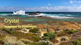  Presentation with high waves - Slide deck with wa - blue sea with granite boulders background and a tawny brown colored foreground