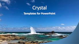  Presentation with high waves - Colorful slide deck enhanced with wa - blue sea with granite boulders backdrop and a ocean colored foreground