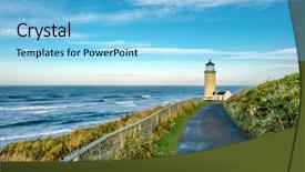  Presentation with pacific - Audience pleasing slide set consisting of wa - north head lighthouse at pacific backdrop and a light blue colored foreground
