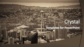 Presentation with seattle - Audience pleasing presentation design consisting of wa - seattle rooftop panorama view backdrop and a tawny brown colored foreground