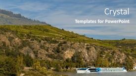  Presentation with danube - Presentation design featuring wachau-valley-ship-on-danube background and a teal colored foreground