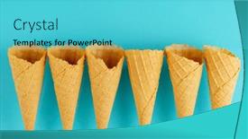  Presentation with ice cream - Colorful presentation theme enhanced with wafer-cups-for-ice-cream backdrop and a cyan colored foreground