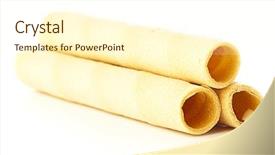  Presentation with wafer - Amazing presentation theme having wafer roll isolated on a white background backdrop and a cream colored foreground