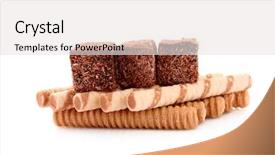 Presentation with wafer - Presentation design consisting of wafer rolls with chocolate background and a white colored foreground