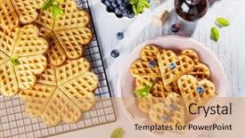  Presentation with sweet - Presentation design having delicious homemade waffles with fruits background and a coral colored foreground