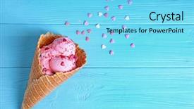  Presentation with ice cream cone - Beautiful presentation design featuring delicious ice cream in waffle backdrop and a arctic colored foreground