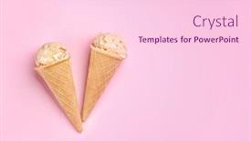  Presentation with ice cream cones - Theme enhanced with waffle cones with caramel ice background and a lemonade colored foreground