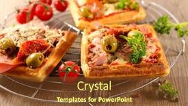  Presentation with olive - Amazing PPT layouts having waffle-pizza-with-tomato-sauce backdrop and a tawny brown colored foreground
