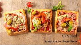  Presentation with tomato - PPT layouts consisting of waffle-pizza-with-tomato-sauce background and a coral colored foreground