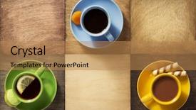  Presentation with tea coffee - Amazing slide deck having waffle roll - cup of coffee tea backdrop and a  colored foreground