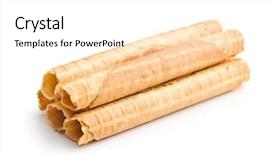  Presentation with wafer - PPT theme having waffle roll - sweet wafer tubes isolated background and a white colored foreground